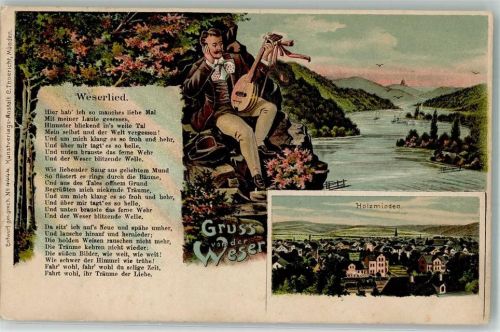 Holzminden 1905 Weserlied Liederkarte