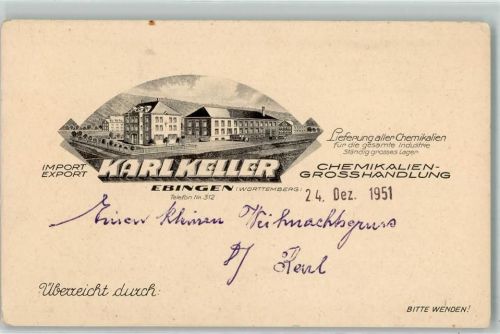 Ebingen Werbung Karl Keller Import Export Chemikalien-Grosshandlung