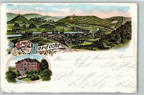 58313 W5804 Herdecke , Ruhr 1897 Lithographie Seminar