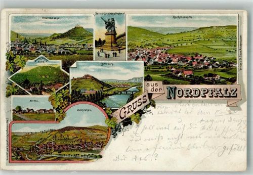 Obermoschel 899 Denkmal Hitten-Sickingen Ebernburg Rockenhausen Lithographie