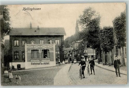 Kellinghusen 1906 Bahnhofs-Hotel Fahrrad Puppenwagen