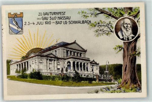 Bad Schwalbach 1910 35. Gauturnfest der Gau Süd Nassau Wappen Turnvater Jahn