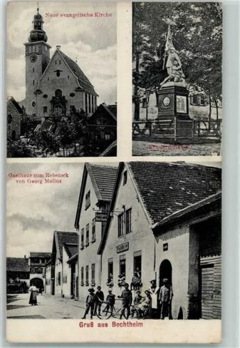 Bechtheim Neue Ev. Kirche Kriegerdenkmal Gasthaus Zum Rebstock von Georg Melius