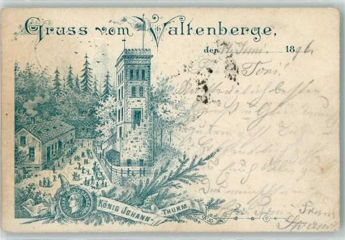 Dippoldiswalde 1896 Vorläufer König Johann-Turm Gasthaus zum Valtenberge Litho
