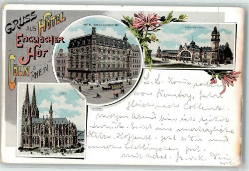 Köln Altstadt-Nord 103 1898 Hotel Englischer Hof Pferdestraßenbahn Hauptbahnhof Kölner Dom
