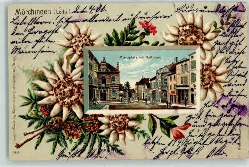 Morhange 1906 Marktplatz mit Rathaus Lithographie
