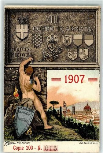 Firenze 8. Corpo d Armata Spaientia Portitudo Wappen Ort lt. Verlag