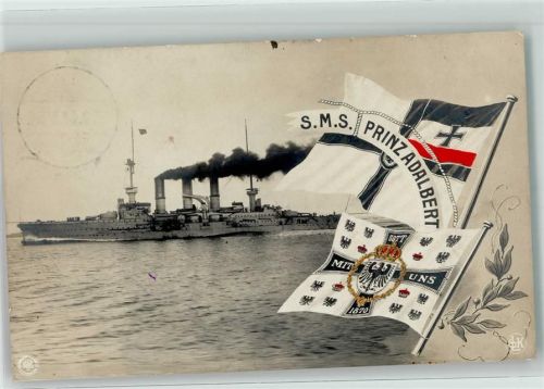 1909 S.M.S. Prinz Adalbert Flaggen Verlag Gebr. Lempe Nr. 1241 a/9