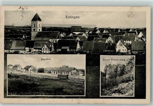 Eutingen Bahnhof Ruine Stanfenberg Bahnpost Konstanz - Offenburg Zug 1437