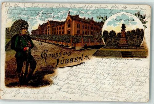 Lübben 1903 Jägerkaserne Soldat Kaiser-Denkmal