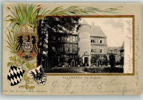 Salzwedel 1901 Blumenkarte Wappen Die Probstei Passepartout