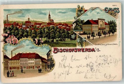 Bischofswerda 1902 Markt Gasthaus zum goldnen Löwen