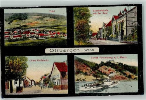 Ottbergen 1920 Bahnhofstraße Post Obere Dorfstraße Schloss Fürstenberg Raddampfer