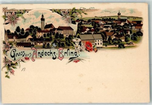 Andechs Kloster Lithographie Erling
