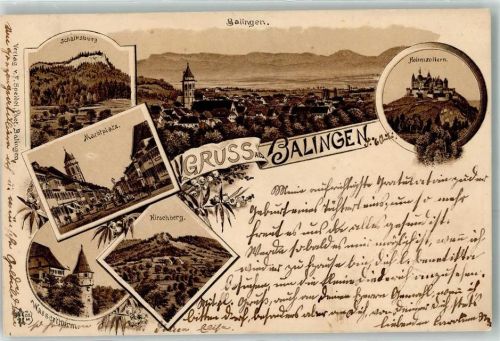 Balingen 1906 Schalksburg Marktplatz Hirschberg Wasserturm Hohenzollern Ottmar Zieher