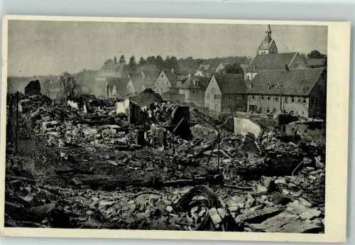Öschelbronn Brandkatastrophe 10. September 1933 Stempel Hilfswerk für die Brandgeschädigten Trümmer