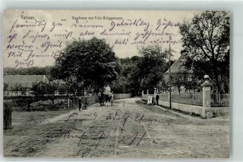 Brockhöfe 1913 Gasthaus Fritz Brüggemann Kinder Hund Kutsche Telmer Ort lt. Stempel
