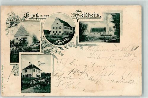 Feldheim 1902 Schule Rinderfuhrwerk