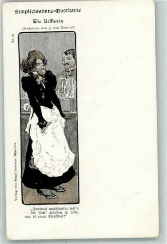 Die Kellnerin sign F. von Reznick Nr 16 Simplicissimus