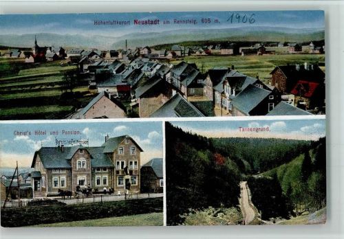 98701 O6314 Neustadt a Rennsteig 1906 - Christs Hotel , Teilansicht AK