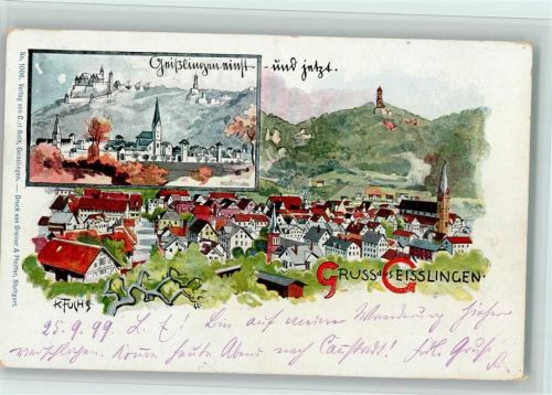 79771 W7895 Geißlingen , Baden 1899 Künstlerkarte sign K. Fuchs - gute Erhaltung AK
