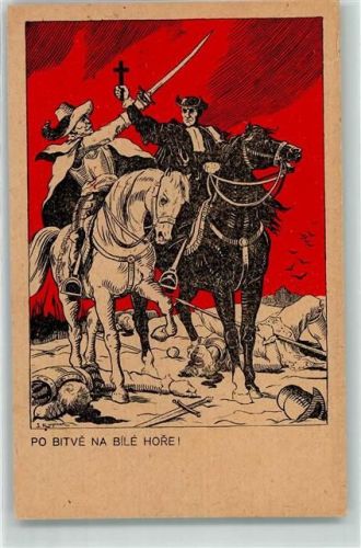 Po bitve na bile hore Karikatur - Der Sieg der Reaktion des Katholiken und Absolutismus von Habsburg, das Grab der tschechischen Nation. Politik