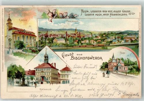 Bischofswerda 1901 Kirche Post Raat Gruss Bumen Fabrik