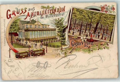 Wolfenbüttel 1898 Lustschloss Antoinettenruh Straßenbahn