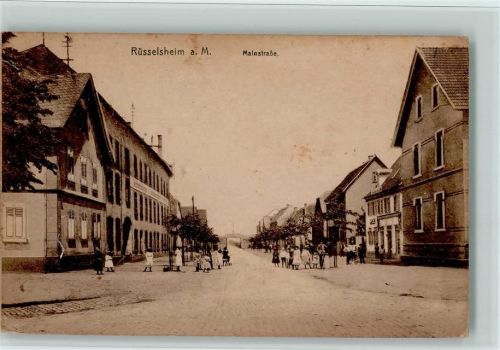 Rüsselsheim 1918 Mainstraße , Kinder auf der Straße AK