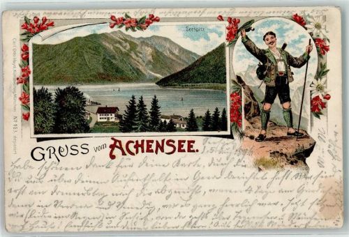 Seespitz 1896 Achensee Tracht Lithographie