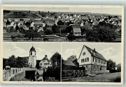 71272 W7253 Malmsheim - Kirche Rathaus Gasthaus Zur Eisenbahn