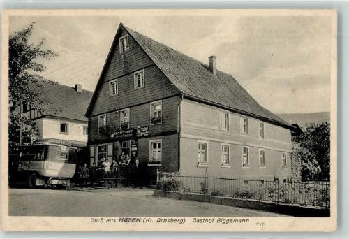 59846 W5768 Hagen , Sorpetal - Gasthaus Biggemann Emailleschild