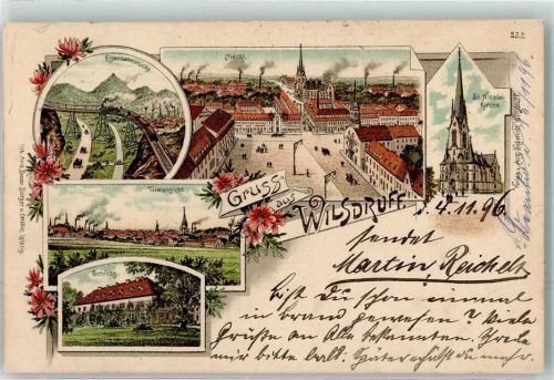 Wilsdruff 1896 St. Nikolaikirche Schloß Eisenbahnbrücke