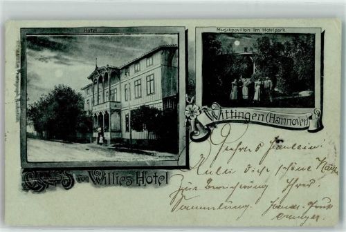 Wittingen Gruss von Willies Hotel Musikpavillon Hotelpark Bahnpost