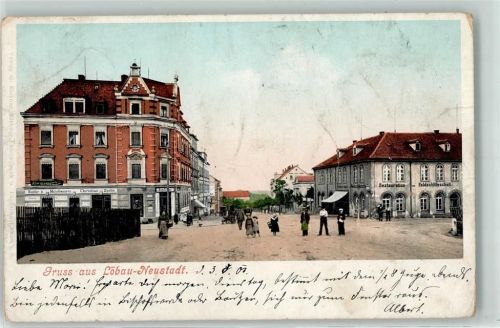 02708 O8700 Löbau 1903 Gebrauchsspuren Bahnpost Dresden Zug 442 3.8.03 Gasthaus Restauration Feldschlösschen Neustadt