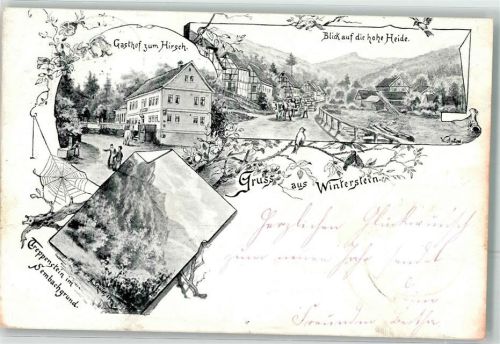 Winterstein 1896 Hohe Heide Treppenstein Gasthaus zum Hirsch sign. Anton