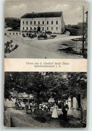 Spitzkunnersdorf 1913 Gasthaus Stadt Zittau Garten
