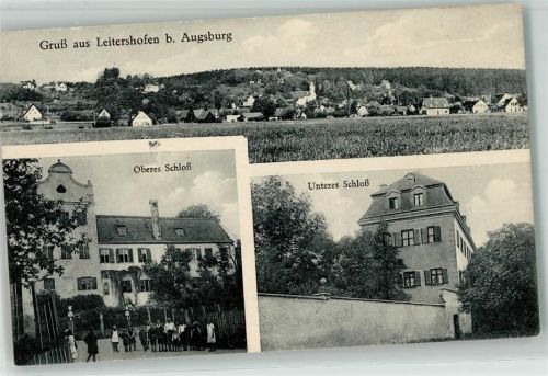 Leitershofen Oberes UNteres Schloß Kinder Kirche Gruss Landpost Leitershofen über Augsburg