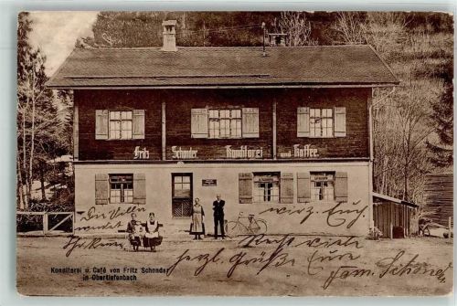 Schönwald Gasthaus Konditorei v. Fritz Schonder Fahrrad Obertiefenbach
