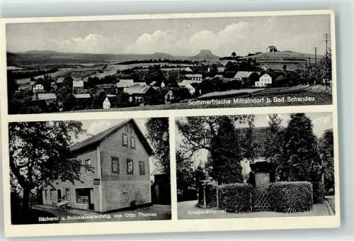 Mittelndorf Bäckerei Kolonialwarenhandlung Otto Thomas Kriegerdenkmal