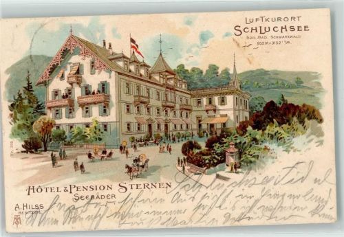 79859 W7826 Schluchsee 1903 Lithographie Hotel Sternen