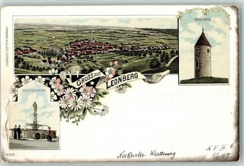 Leonberg 1897 Marktbrunnen Engelberg