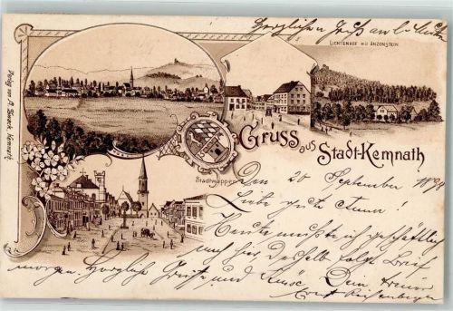 Kemnath 1898 Stadtwappen Lichtenhof mit Anzenstein
