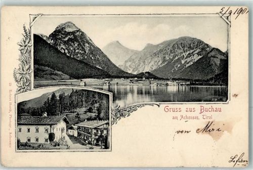 Maurach 1901 Gasthaus zur Buchau Achensee