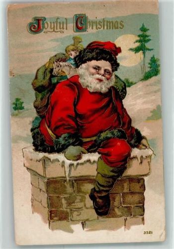 1909 Er steigt aus dem Schornstein, Rücksack mit Spielzeug AK