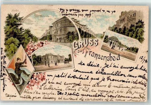 Frantiskovy Lazne 1894 Badehaus Parkstraße Franzenquelle Kaiserstraße Lithographie