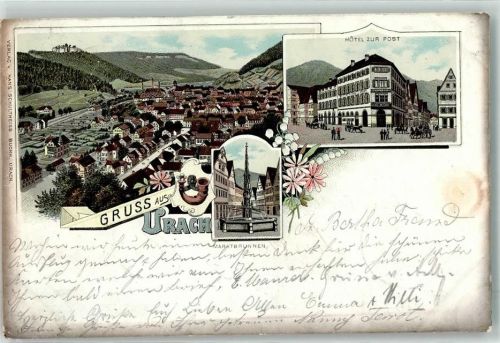 Urach 1899 Hotel zur Post Marktbrunnen