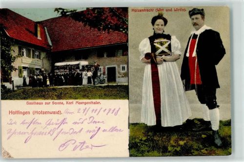 Hottingen 1918 Gasthaus zur Sonne Tracht Oldtimer