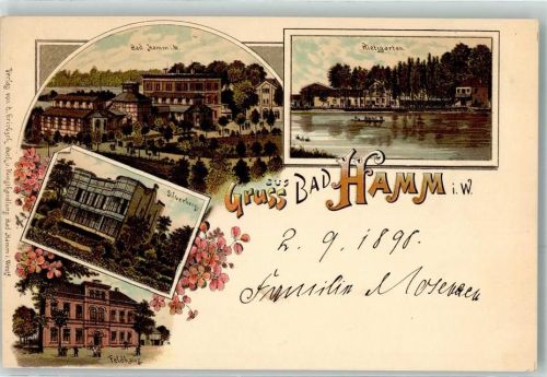 59063 W4700 Hamm , Westf 1898 Lithographie Rietengarten Silverberg Feldhaus
