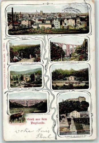08523 O9900 Plauen , Vogtl - Loreley Elstertalbrücke Elsterberg Greizer Oberes Schloß Hirsch